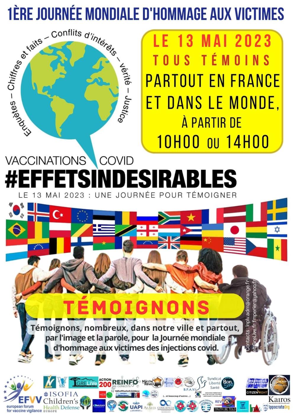 affiche journée mondiale d'hommage aux victimes des injections covid