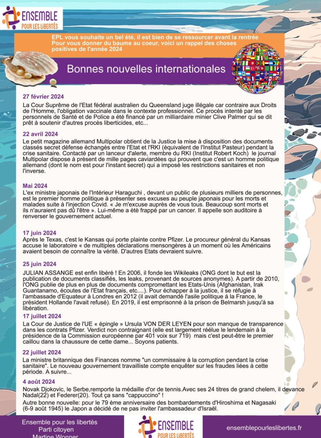 Ensemble pour les Libertés Bonnes nouvelles