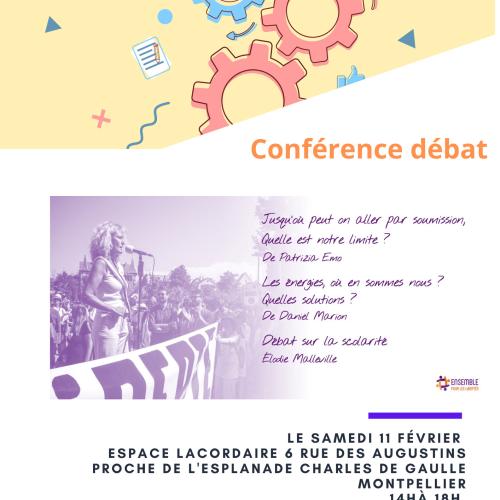 affiche de la conference-debat EPL à Montpellier le 11 fevrier 2023